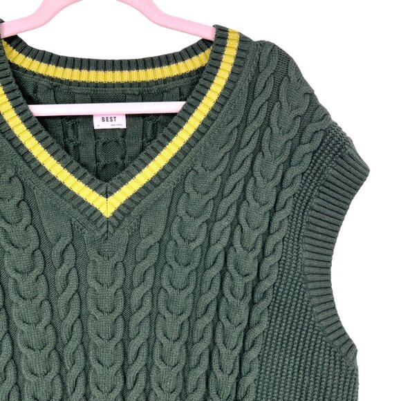 Sunday Best Aritzia Cable Knit Sweater Vest Green Size XL - Picture 3 of 9